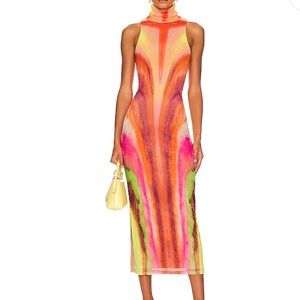 REVOLVE midi dress in neon watercolor